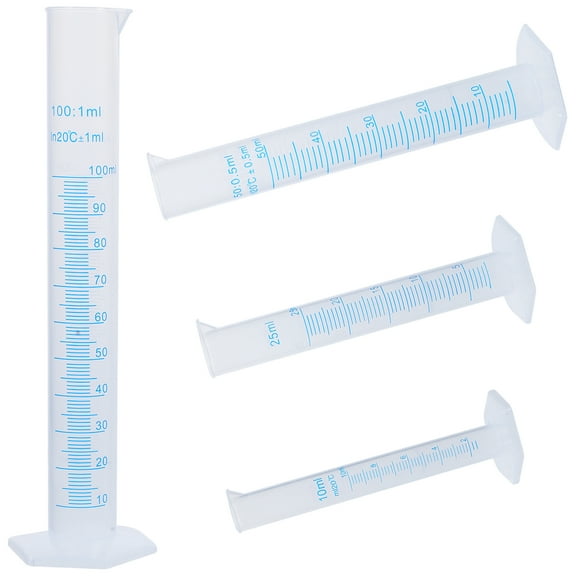 4pcs Transparent Measuring Plastic Graduated Cylinder 10ml / 25ml / 50ml / 100ml