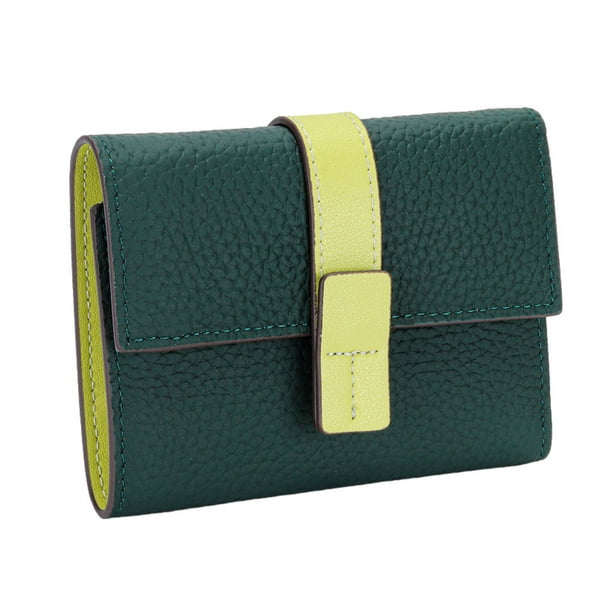 Sonducket Monedero de cuero para mujer, reemplazo Rectangular, tres pliegues, Color sólido, cierre con cremallera, elegante carpeta de fotos, Carteras Verde