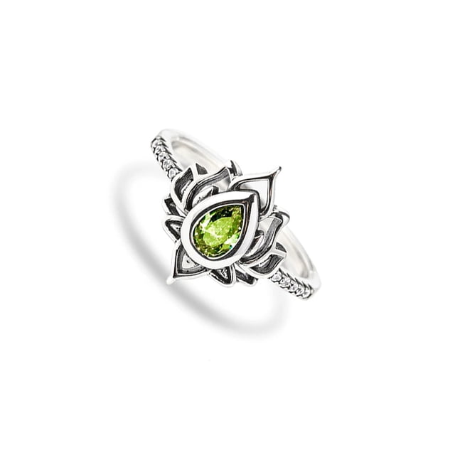 Qarigey Anillo de flor de loto de estilo Simple para decoración de dedos, joyería exquisita para mujer, accesorio de moda Vintage para mujer, Ropa, zapatos y accesorios Miscelánea Verde Nº 8 Qarigey AP015024-05