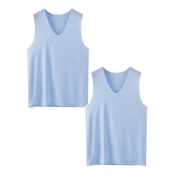 MDUKONU Men's Ice Silk Tank Top 2 Pack ,Traceless Thin Undershirts V-Neck Sleeveless A-Shirt Basic Athletic Bodybuilding Vest