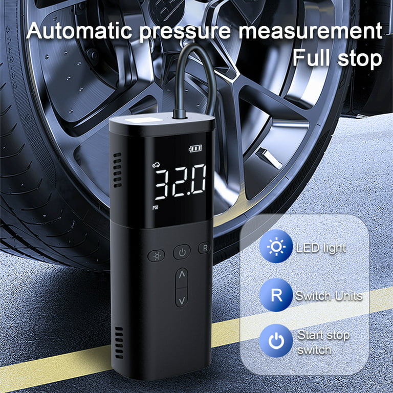 Banghong Tire Inflator Portable Air Compressor, Wireless Tire Pump with Rechargeable Battery 5400mAh, Digital Electric Pump with Emergency LED Light