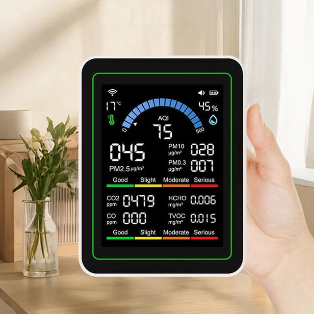 Medidor Portátil De Aire Compatible Con Tuya WiFi 10 En 1 CO2 CO TVOC HCHO PM2.5 PM10 PM0.3 Índice De Del Aire Temp Probador De Detección De Humedad