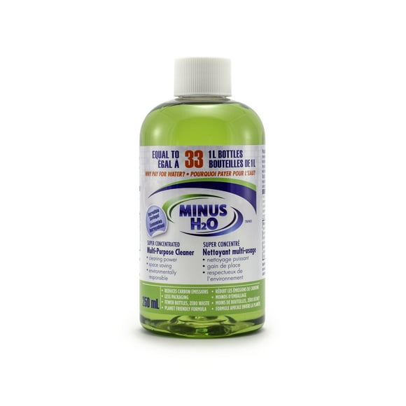 Minus H2O Super Concentrated All-Purpose Multi-Purpose Household Cleaner, 250mL, Fresh Lemon Scent, Clean and Fresh