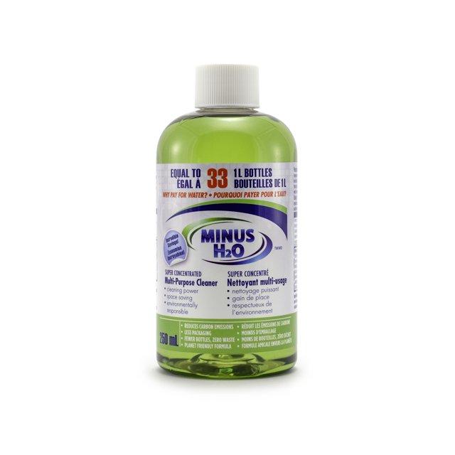 Minus H2O Super Concentrated All-Purpose Multi-Purpose Household Cleaner, 250mL, Fresh Lemon Scent, Clean and Fresh