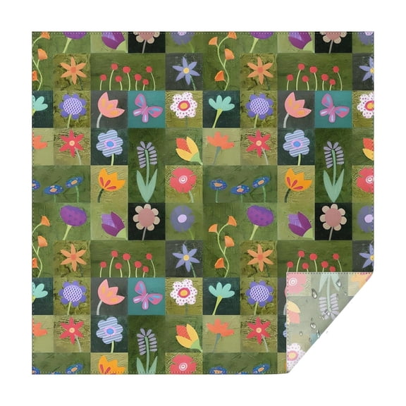 Pioneer Flower Floral Print Pattern Square Tablecloth,Waterproof Square Table Cover,Wipeable Spillproof Washable Table Cover for Home Kitchen Party Decor 42"X42"(107x107cm)