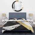 thumbnail image 3 of Designart "Harmony of Marble Black and Gold IV" Abstract Marble Bedding Covert Set - Modern Black Abstract Bed Set With 2 Shams, 3 of 6