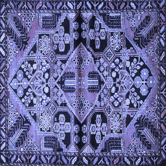 Ahgly Company Machine Washable Indoor Square Persian Blue Traditional Area Rugs, 4' Square