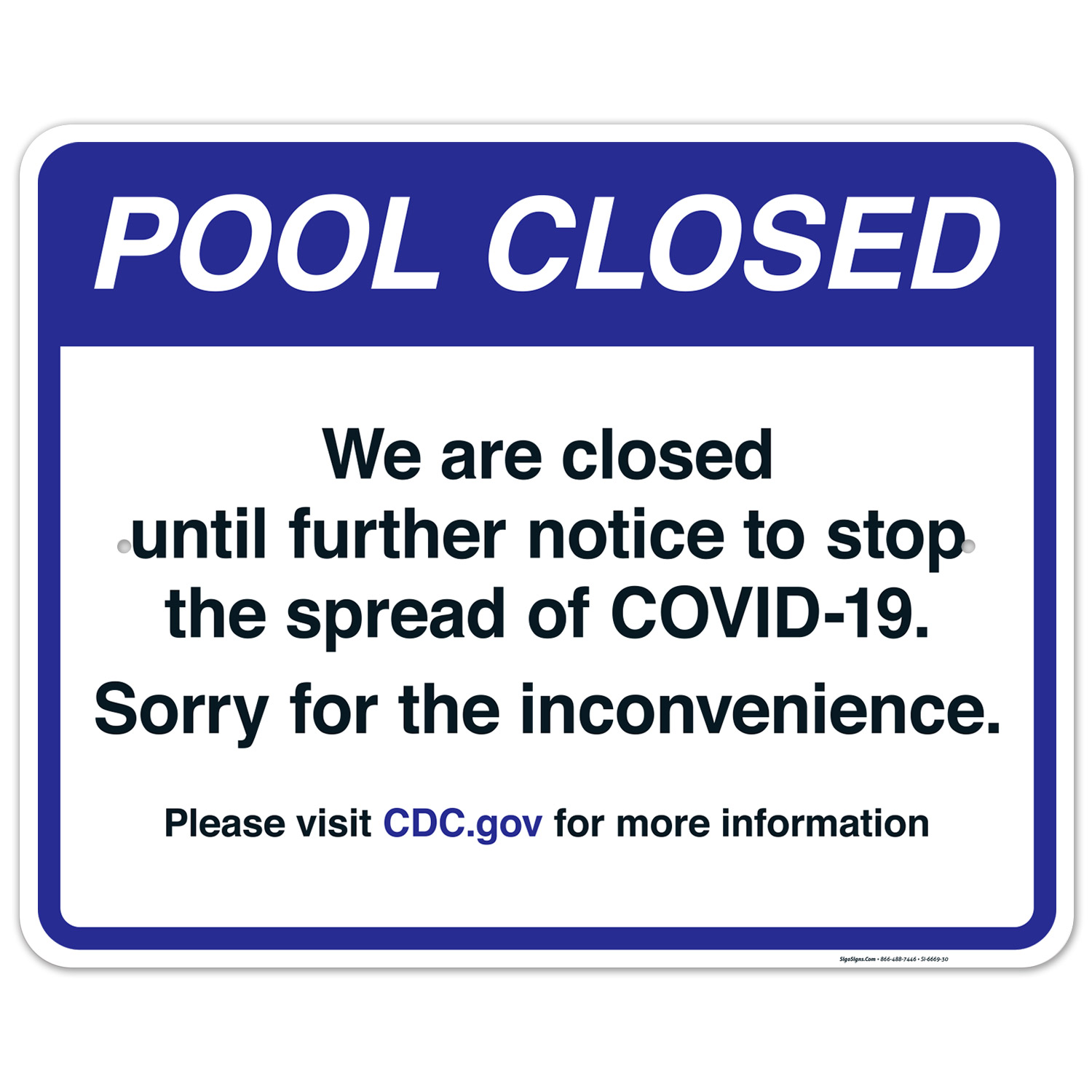 Pool Closed Sign, Pool Sign, (SI-6669) 24x30 Aluminum - Walmart.com