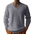 thumbnail image 6 of Wutalume Men's Fashion V-Neck Casual Knit Lightweight Dress Sweater Long Sleeve Slim Fit for Fall and Winter Pullover Style,Gray L, 6 of 7