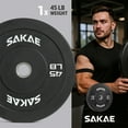 thumbnail image 2 of SAKAE Olympic Rubber Bumper Plates, 2-Inch Weight Plates Set with Steel Hub, Ideal for Weightlifting, CrossFit Equipment, Strength Training & Home Gym Workout, 45LB Single, 2 of 9