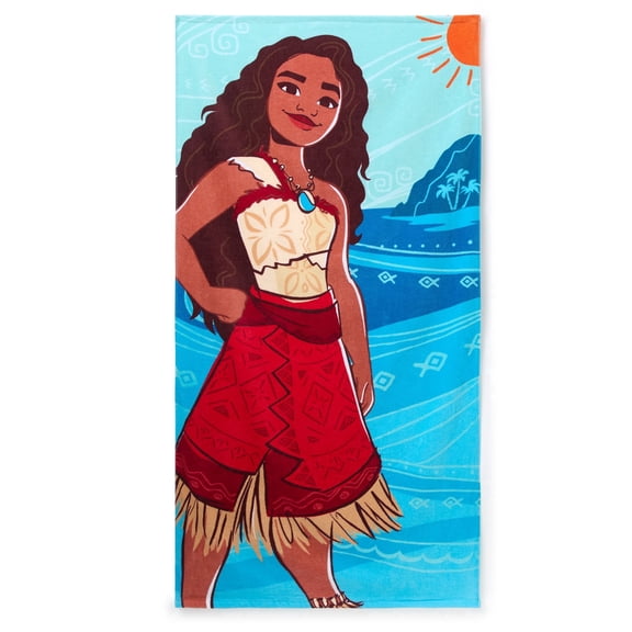 Disney Store Official Moana Beach Towel with the Princess of Motunui Screen Art on the Topside - Measures 29" x 58" - Soft & Absorbent for Pool or Beach - Bath Towels for Kids Who Love Moana Films