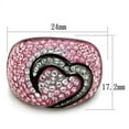 thumbnail image 2 of Two-Tone IP Black (Ion Plating) Stainless Steel Ring with Top Grade Crystal in Light Rose for Women Light Rose Stone Color Style TK1871 Size 9, 2 of 4