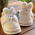 thumbnail image 5 of Weloille Suede Cotton Slippers Winter Home Rabbit Bow Cute Thick Bottom Indoor Floor Non-slip Cotton Shoes Padded Thickened Warm Cotton Slippers, 5 of 9