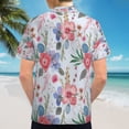 thumbnail image 6 of High Quality Hawaiian Shirts for Men Short Sleeve Aloha Beach Shirt Floral Summer Casual Button Down Shirts Blouses V3DOJO, 6 of 7