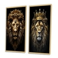thumbnail image 3 of Designart "Majestic Lion King with a Golden Crown III" Animals Lion Framed Wall Art Set Of 2 - Children's Art Brown Framed Wall Art Set Of 2, 3 of 6