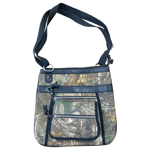 Realtree Womens Brown & Green Camo Camouflage Cross Body Purse Handbag