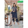 thumbnail image 4 of Ready to Wear Chikankari Lawn with embroidery Pakistani Dress for Women with Chiffon Dupatta - Three Piece Set (L, Dark Blue), 4 of 6
