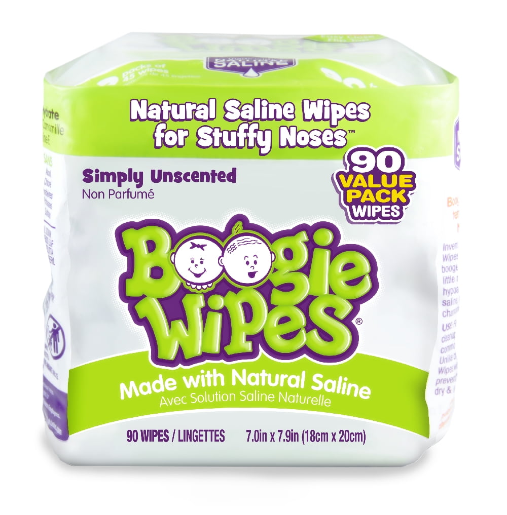Boogie Wipes, Simply Unscented Saline Baby Wipes, 90 Wipes