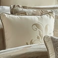 thumbnail image 3 of Benjara 10 Piece King Polyester Comforter Set with Damask Print, Cream and Gold, 3 of 5