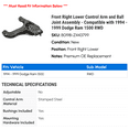 thumbnail image 2 of Front Right Lower Control Arm and Ball Joint Assembly - Compatible with 1994 - 1999 Dodge Ram 1500 RWD 1995 1996 1997 1998, 2 of 2