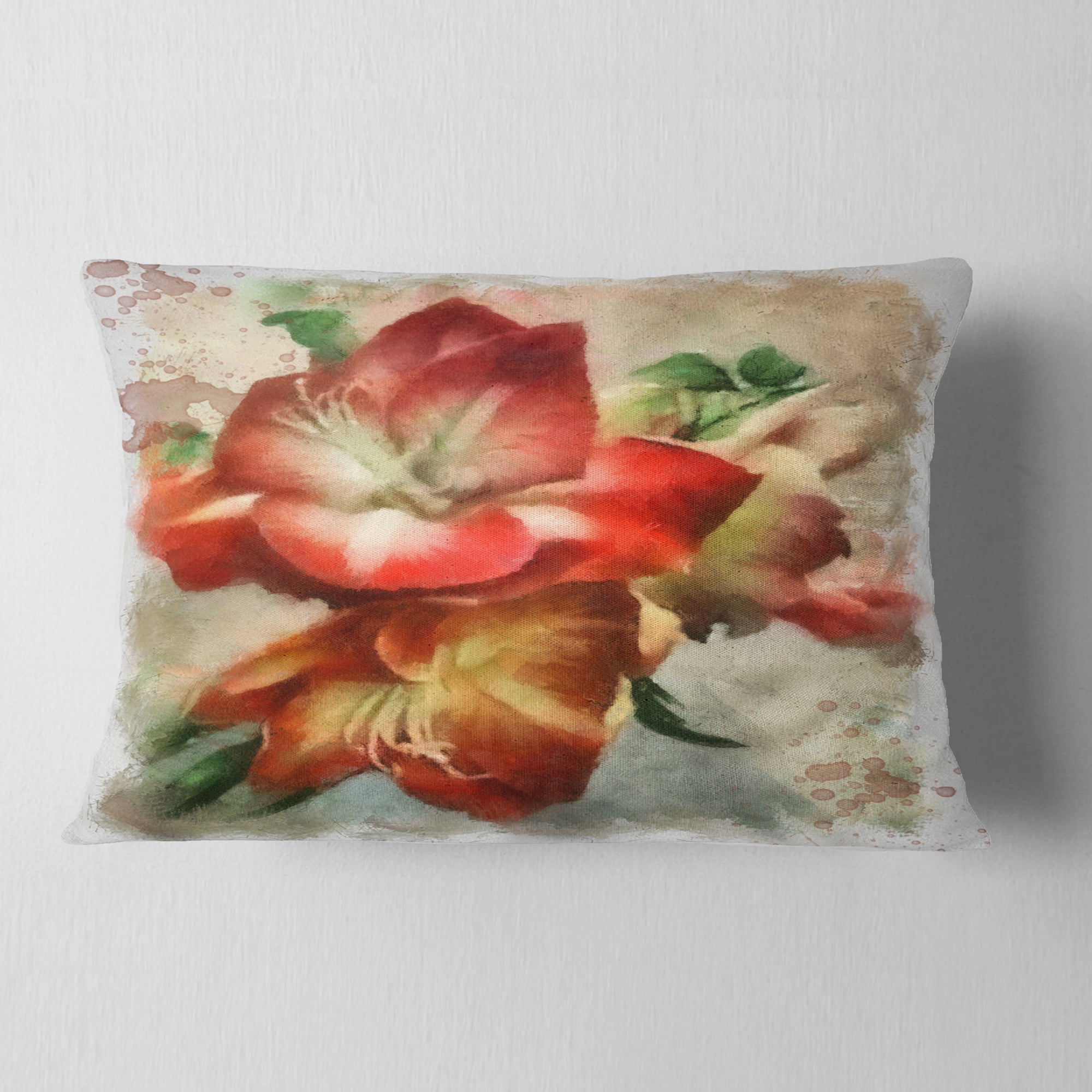 Designart Bunch of Amaryllis Flowers Drawing - Floral Throw Pillow - 12x20