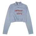 thumbnail image 1 of Reebok T-Shirt Graphique à Rayures pour Femmes, Bleu, Très Petit, 1 of 2