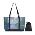 thumbnail image 7 of FORMRS Canvas Laptop Tote Bag for Women with 15.6" Computer Compartments Shoulder Handbag, Blue Sky and River, 7 of 7