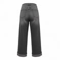 thumbnail image 4 of Miqool Women's Baggy Jeans High Waisted Straight Leg Cuffed Hem Denim Pants Spring Summer Vintage Trousers with Pockets, 4 of 5