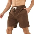 thumbnail image 2 of JTieacloth Mens Shorts Casual Summer Fashion Men's Casual Shorts Solid Color Tie Simple Style Corduroy Sweatpants,Brown, 2 of 6
