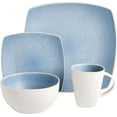 thumbnail image 4 of Gibson Elite Soho Lounge 16 Piece Square Stoneware Dinnerware Set, Matte Blue & White, 4 of 6