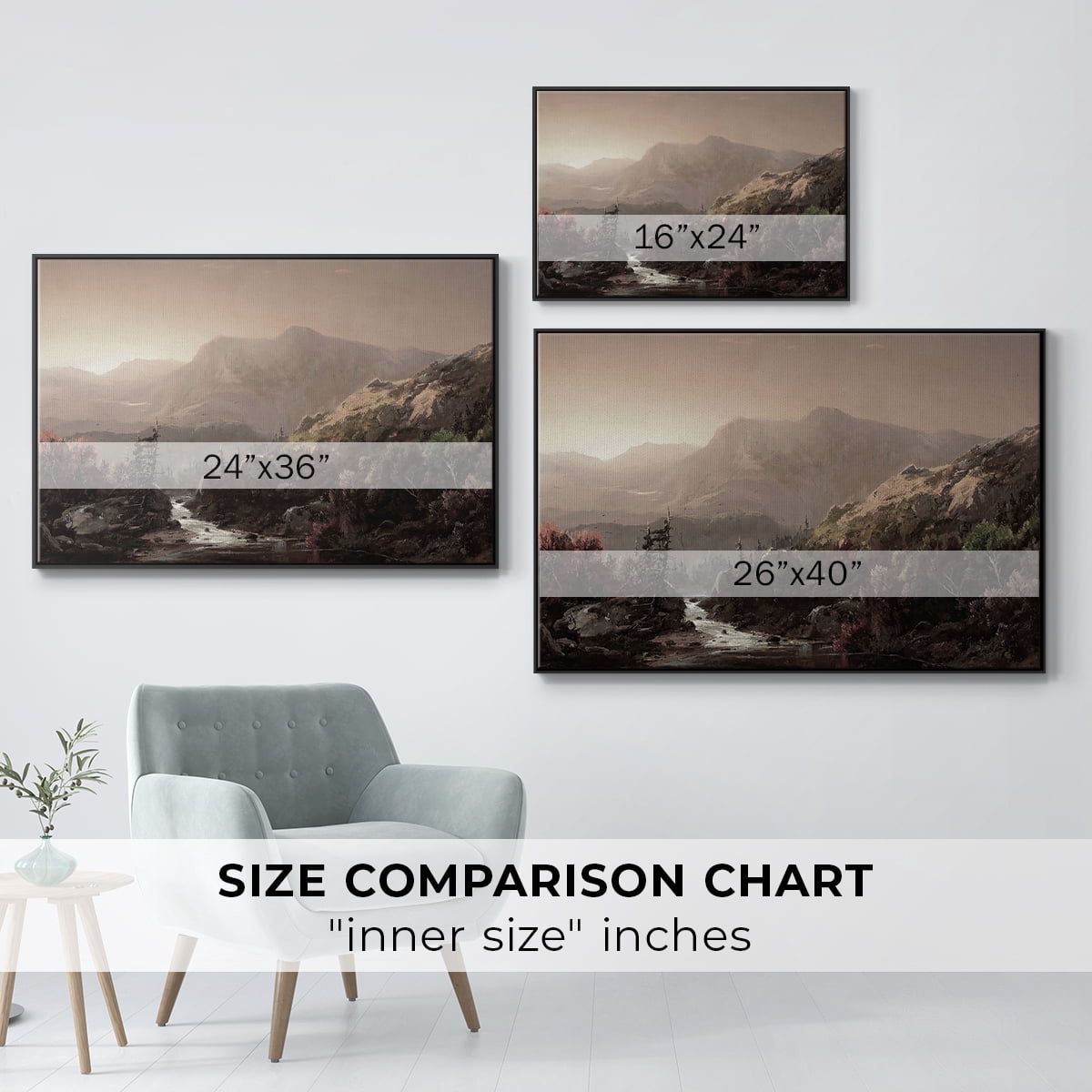Vintage Landscape-CCCXXI By Wexford Home Framed in Black Wood Gallery Wrapped Canvas 17 in. x 25 in.