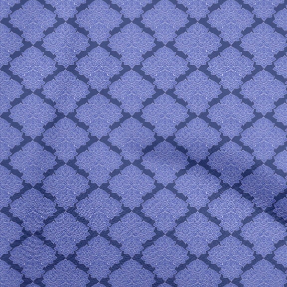 oneOone Polyester Spandex Dark Blue Fabric Asian Block Print Craft Projects Decor Fabric Printed By The Yard 56 Inch Wide