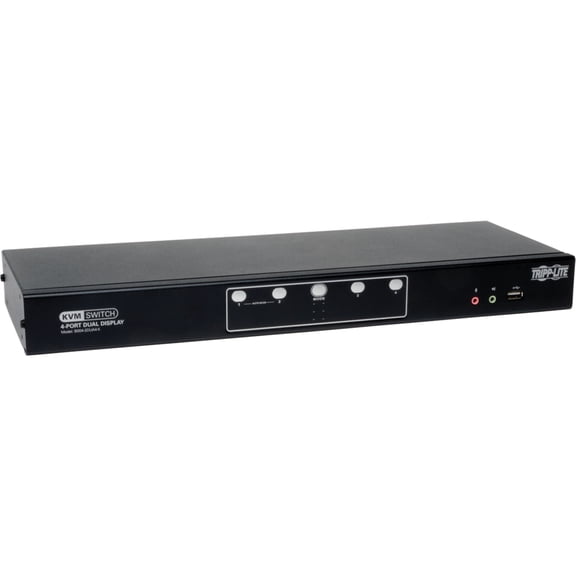Tripp Lite B004-2DUA4-K Tripp Lite 4-Port Dual Monitor DVI KVM Switch with Audio and USB 2.0 Hub, Cables included - 4 Computer(s) - 1 Local User(s) - 2560 x 1600 - 1 x Network (RJ-45) - 7 x USB - 10 x
