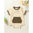 thumbnail image 3 of Biekopu Baby Boys Girls Summer Romper, Short Sleeve Crew Neck Contrast Color Pocket Bodysuit,0-24 Months, 3 of 9