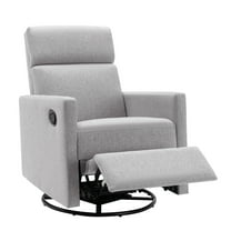 Modern Linen Upholstered Rocking Chair, 360° Swivel Glider Recliner Chair with Footrest for Living Room Bedroom