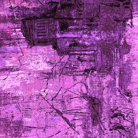 Ahgly Company Indoor Square Oriental Pink Industrial Area Rugs, 5' Square