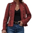 thumbnail image 1 of Chaqueta de Gamuza Sintética para Mujer, Informal, de Otoño, de Larga, Cuello Alto, con Abertura Frontal, Blazer Corto, Abrigo. Rojo M, 1 of 7