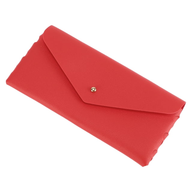 Estuche para gafas de botón triangular Unique Bargains, simple y portátil, almacenamiento de gafas, rojo