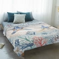 thumbnail image 4 of Coastal Starfish Blanket Soft Cozy Warm Throw Blanket for Couch, Plush Fuzzy Flannel Fleece Blankets for Sofa, Blue Nautical Coral Seashell Wooden Bed Blankets Lightweight Gifts for Women, 50"x80", 4 of 9