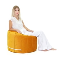 Lotus Lounge Chair Medium Round Bud Velvet Bean Bag Cover - 27.5" x 27.5" - Gold