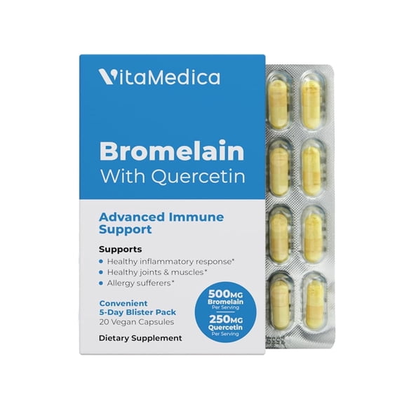 VitaMedica Bromelain & Quercetin 2400 GDU, 20 Vegan Capsules