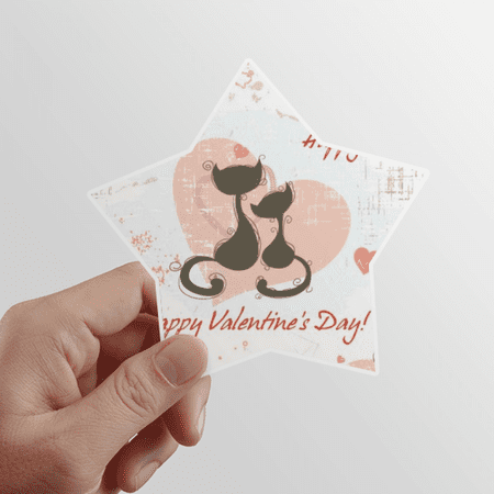 Black Cats Happy Valentine's Day Star Sticker Paster Vinyl Car Tags Decoration Decal