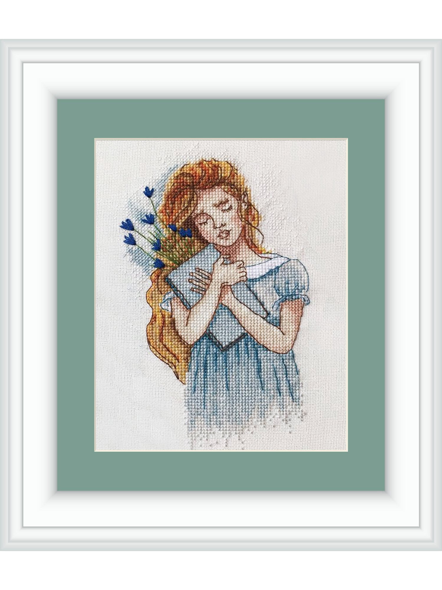 Cross Stitch Dreamer OZH-04 By NeoCraft Needlework Girl Blue Red