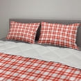 thumbnail image 2 of Plaid Comforter & Sham Bedding Set, Colored and Checkered Country Picnic Pattern Repeating Squares Stripes Modern, 3 pcs Duvet Set Microfiber Filling Quilt, 5 Sizes, Vermilion White, by Ambesonne, 2 of 4