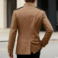 thumbnail image 4 of Men's Pea Coats Stand Collar Double Short Trench Coat Khaki XL, 4 of 5