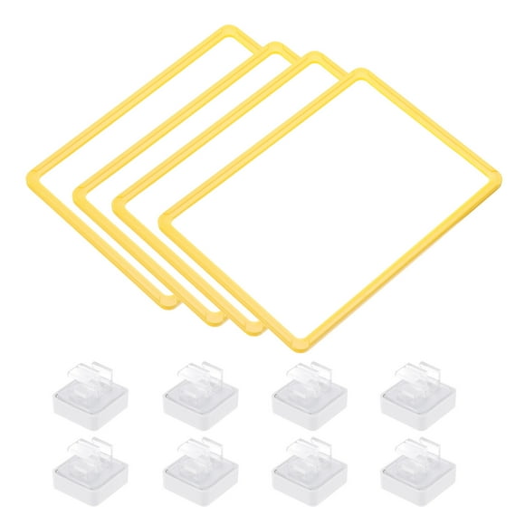 4pcs Magnetic Label Holder, 12 x 9 Inch A4 Shelf Label Card Sign Frame with Base for Metal Shelf Rack, Yellow