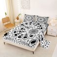 thumbnail image 2 of Castle Fairy Gothic Skull Bed Sheets 4-Piece,Traditional Flower Full Size Sheets,Black White,1 Fitted Sheet,1 Flat Sheet and 2 Pillowcases, 2 of 6