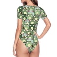 thumbnail image 4 of Daiia Cute Frog print Women's Crew Neck Short Sleeve Bodysuit Fashion Tops Fit Casual Basic Extender Bodysuit-Large, 4 of 9