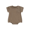 thumbnail image 1 of xiaxaixu Barboteuses pour Filles et Garçons, Été Manches Courtes Col Rond Poche Poitrine Combinaison Courte pour Bébé, 1 of 8