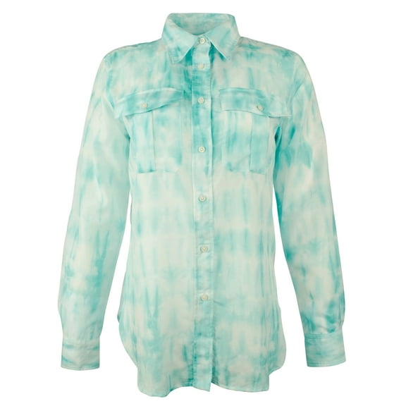 Women's Petite Tie-Dye Button-Down Shirt M PXS